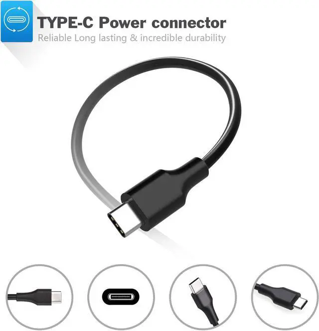 Alt view image 2 of 7 - Laptop Charger 65W watt USB Type C AC Adapter Replacement for Hp Chromebook 14 13 X360 Spectre x360 Elite x2 EliteBook; Lenovo Yoga,Dell, ASUS,Acer Type C Power Supply Adapter with Cord