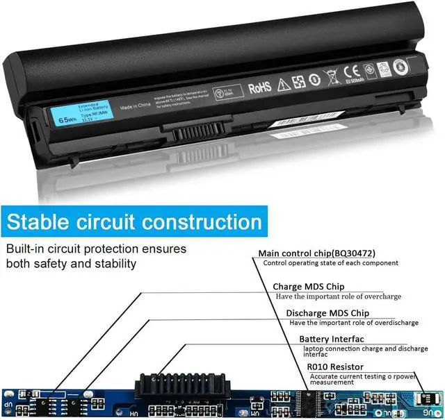 Alt view image 3 of 7 - LQM New 65Wh E6230 Laptop Battery for Dell Latitude E6120 E6230 E6320 E6330 E6430s E6220 Series 823F9 7FF1K 312-1241 9GXD5 312-1446 K4CP5 312-1242