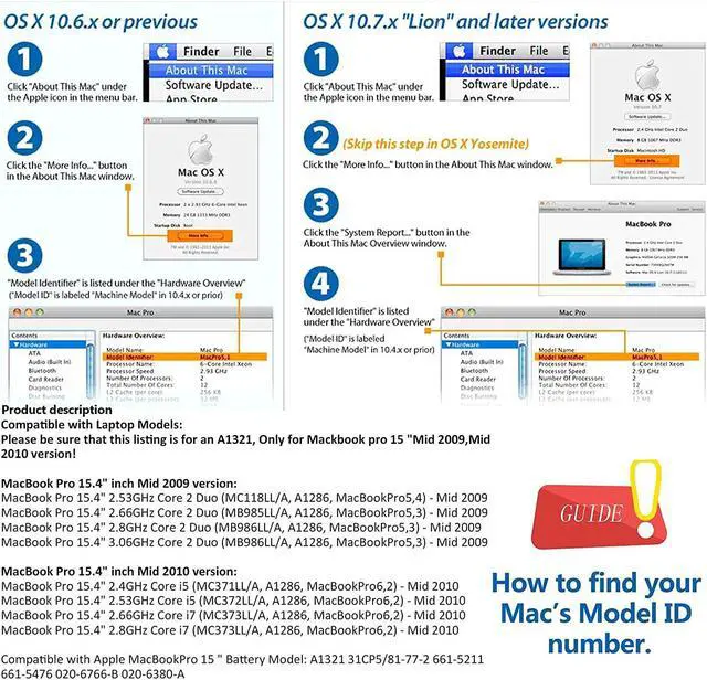 Alt view image 7 of 7 - A1321 A1286 Laptop Battery for MacBook Pro 15 Inch Mid 2009 Mid 2010, Replacement for MacBook Pro Battery A1321 A1286 MC371LL/A MC372LL/A MB985 MB986 MC118 77.5WH