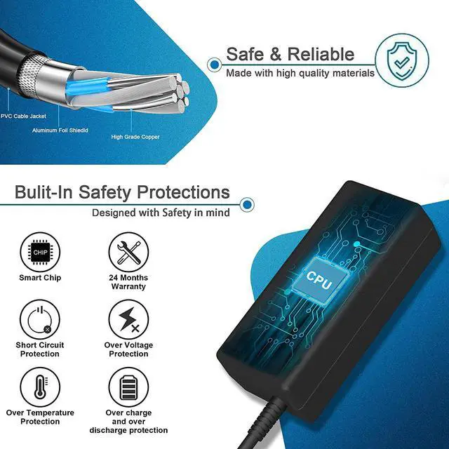 Alt view image 3 of 7 - 45W 4.5mm Tip AC Adapter Laptop Charger Compatible with Dell Inspiron 11 13 15 3000 5000 Series Inspiron 3452 5458 3565 3157 3451 3153 5455 5555 5568 3573 7348 7350 XPS 11 9P33 L321X L322X Power Cord