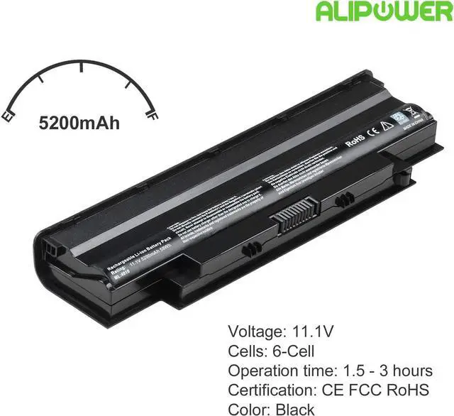 Alt view image 2 of 6 - Alipower 6-Cell Laptop Battery Replacement Compatible with Dell J1KND Inspiron 3520 15R N5010 N5110 N5030 N5040 N5050 17R N7010 N7110 14R N4010 N4110 M5040 Vostro 3420 3450 3550
