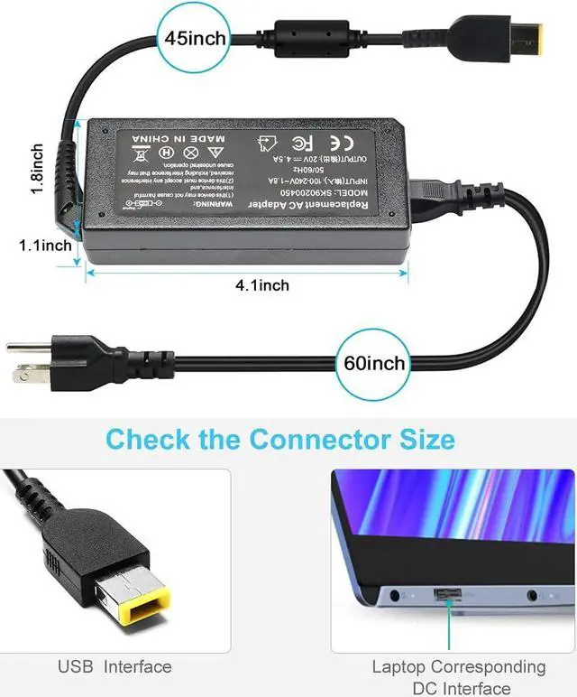 Alt view image 5 of 7 - New Ac Adapter Charger for Lenovo ThinkPad L440 L450 L460 L470 G500 G500s G505s G510 T431s T440 T440p T440s fits P/N 0B46994 ADLX65NCC3A 0A36258 45N0236 45N0237 45N0238