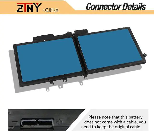 Alt view image 4 of 7 - ZTHY 68Wh GJKNX Battery Replacement for Dell Latitude 5480 5580 5280 5590 5490 E5480 E5580 E5490 E5590 Precision 15 3520 3530 Series GD1JP 0GD1JP DY9NT 0DY9NT 5YHR4 451-BBZG 7.6V 4-Cell 8500mAh