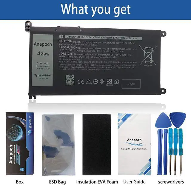 Alt view image 4 of 7 - YRDD6 Laptop Battery Replacement for Dell Inspiron 5481 5482 5485 5491 2-in-1 5493 5584 5593 3493 3582 3593 3793 5480 Vostro 5581 5490 5590 0YRDD6 1VX1H 01VX1H VM732 0VM732 11.4V 42Wh 3500mAh