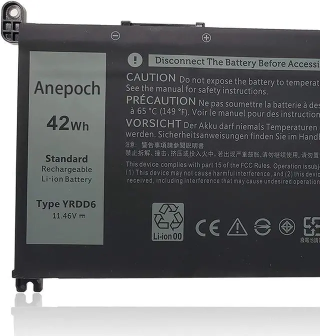 Alt view image 5 of 7 - YRDD6 Laptop Battery Replacement for Dell Inspiron 5481 5482 5485 5491 2-in-1 5493 5584 5593 3493 3582 3593 3793 5480 Vostro 5581 5490 5590 0YRDD6 1VX1H 01VX1H VM732 0VM732 11.4V 42Wh 3500mAh