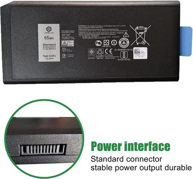 Alt view image 3 of 6 - JIAZIJIA CJ2K1 Laptop Battery Replacement for Dell Latitude 5404 7404 5414 7414 Rugged Extreme Series DKNKD X8VWF 4XKN5 5XT3V 05XT3V VCWGN 0VCHGN 09FN4 XN4KN XRJDF YGV51 453-BBBE 909H5 11.1V 65Wh