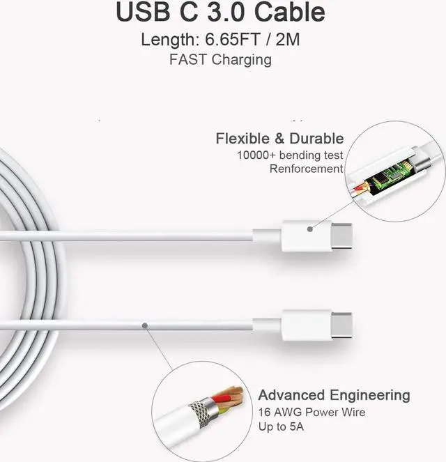 Alt view image 4 of 5 - 61W USB C Charger Power Adapter Compatible with MacBook Pro 13 Inch 2020 MacBook Air 13 Inch M1 Works for 30W Include Charge Cable