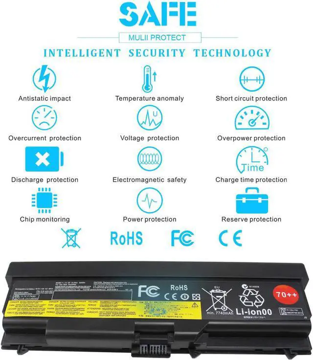 Alt view image 7 of 7 - 70++ 9 Cell 11.1V 94Wh Battery 0A36303 Compatible with Lenovo ThinkPad T430 T430i T410 T420 T420i T510 T520 T530 L412 L420 L430 L512 L520 L530 W510 W520 W530 0A36302 45N1001 45N1000 45N1010 45N1011