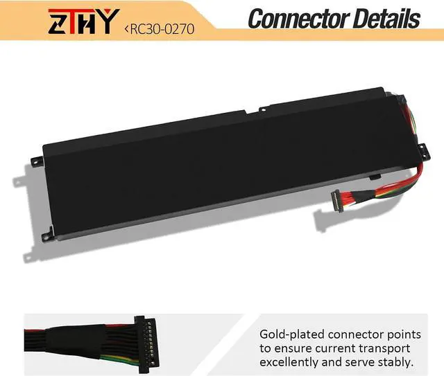 Alt view image 6 of 7 - ZTHY RC30-0270 RZ09-03009 Laptop Battery Replacement for Razer Blade 15 Base 2018 2019 GTX 1660 Ti RZ09-0270 02705E76 02705J76 02705J75-R3J1 02705W75-R3W1 RZ09-0300 RZ09-03006 RZ09-03006E92 15.4V 65Wh