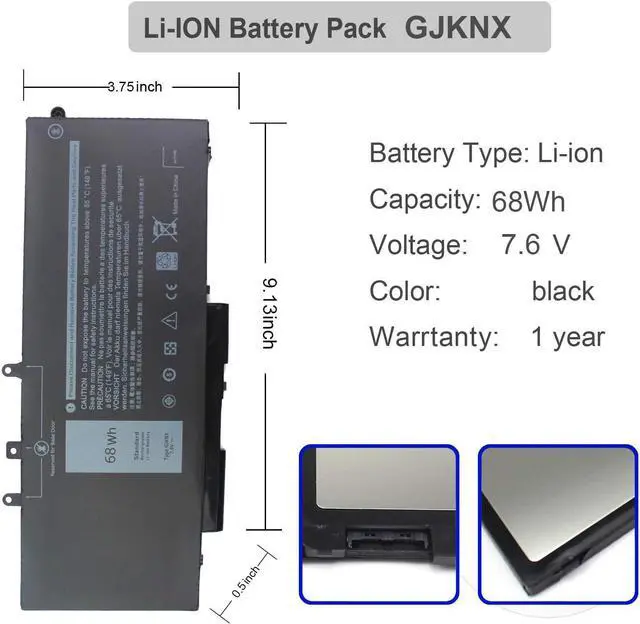 Alt view image 2 of 7 - GJKNX Laptop Battery Compatible with Dell Latitude 5480 5580 5280 5490 5491 5580 5590 5591 E5480 E5580 E5590 E5490 Precision 15 3520 3530 M3520 GD1JP 0GD1JP DY9NT 0DY9NT[7.6V 68Wh]