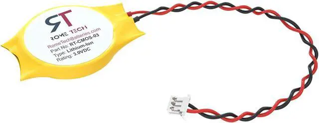 Main image of Rome Tech CMOS Battery for HP Compaq Presario CQ60 G60 G70 CQ50 CQ70 G62 G50 V2000 - Laptop Backup BIOS RTC 3V CR2032 Battery with 2 Wires/Cable