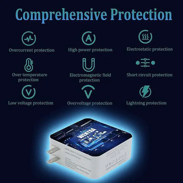 Alt view image 4 of 6 - BAJ 61W/65W USB C Charger Power Adapter for MacBook Pro 13 15 inch, New MacBook Air 13 inch 2020 2019 2018MacBook 12 inch, ipad proThunder Bolt 3 Mac Charger Power Supply,Type-C Devices