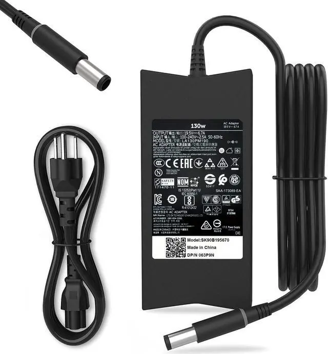 Main image of 130W Laptop Charger Compatible with Dell Inspiron 11 15 7000 7559 5577 Precision M20 M60 M70 M90 M2400 M4400 M4500 M6300 LA130PM121 DA130PE1-00 Vostro 500 1000 1200 1400 AC Power Adapter Power Cord