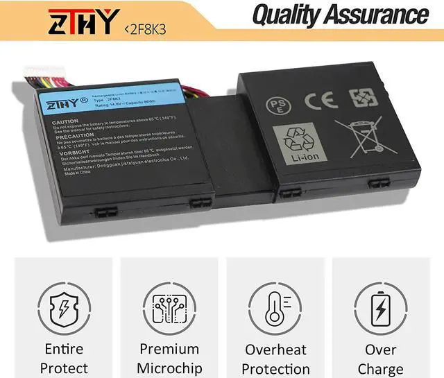 Alt view image 5 of 7 - ZTHY 2F8K3 Battery Replacement for Dell Alienware 17 R1 17X M17X-R5 Alienware 18 R1 18X M18X-R3 Series Gaming Laptop 02F8K3 KJ2PX 0KJ2PX G33TT 0G33TT 0NU209 451-BBCB 14.8V 86Wh 5700mAh