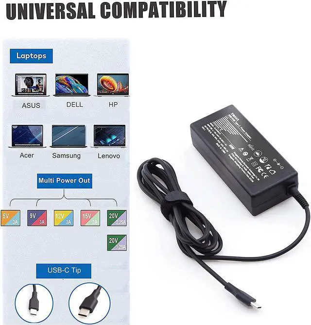 Alt view image 2 of 6 - 45W 65W Type C ?????? ?? ???????????????????? ?????????????? SM45CL SM65CL-01 ?SK90200325 for HP Chromebook X360 Laptop/ Thinkpad/Yoga  Chromebook 3100    Google Power Cord