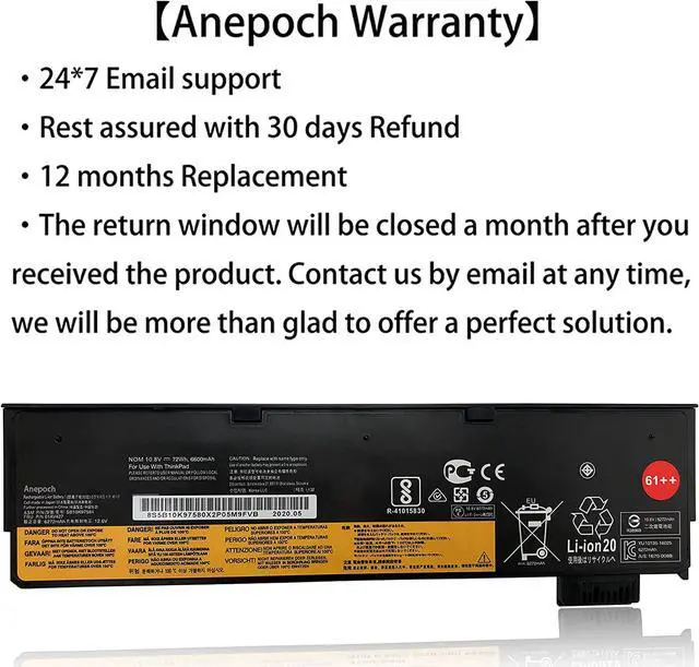 Alt view image 2 of 7 - 01AV427 61++ Laptop Battery Replacement for Lenovo Thinkpad A475 A485 T470 T480 T570 T580 TP25 P51S P52S Series Notebook 01AV492 01AV427 01AV428 01AV425 11.25V 72Wh 6000mAh