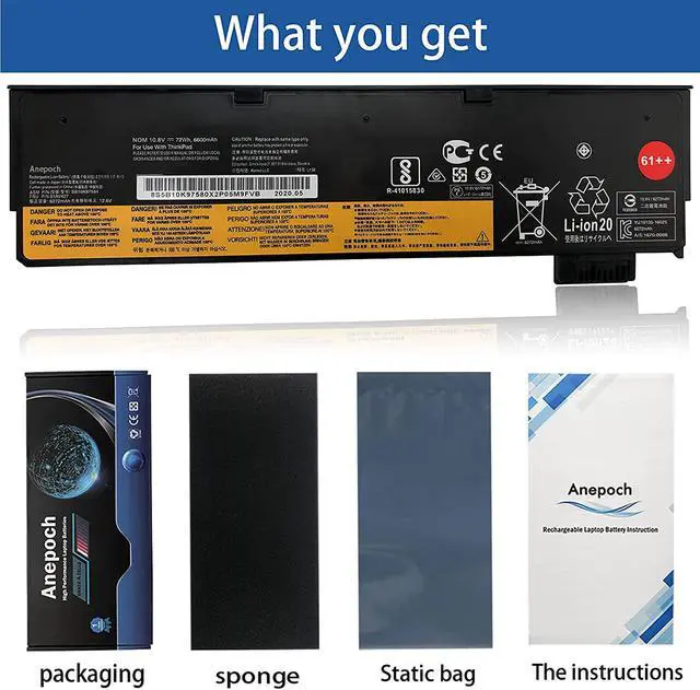 Alt view image 3 of 7 - 01AV427 61++ Laptop Battery Replacement for Lenovo Thinkpad A475 A485 T470 T480 T570 T580 TP25 P51S P52S Series Notebook 01AV492 01AV427 01AV428 01AV425 11.25V 72Wh 6000mAh
