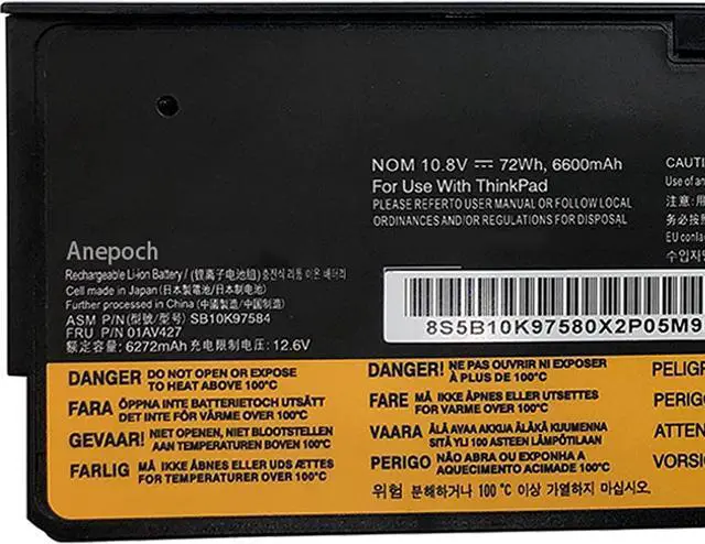Alt view image 6 of 7 - 01AV427 61++ Laptop Battery Replacement for Lenovo Thinkpad A475 A485 T470 T480 T570 T580 TP25 P51S P52S Series Notebook 01AV492 01AV427 01AV428 01AV425 11.25V 72Wh 6000mAh