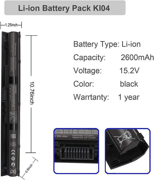 Alt view image 2 of 7 - BYTEC KI04 800049-001 Notebook Laptop Battery Compatible with HP Pavilion 14-ab 15-ab 17-g Series, HSTNN-LB6R HSTNN-LB6S/DB6T 800010-421 17-g121wm 17-g053us 15-an050nr 17-g119dx 17-g113dx 15 -ab243cl