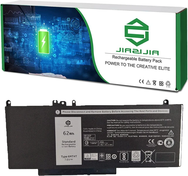 Main image of JIAZIJIA 6MT4T Laptop Battery Replacement for Dell Latitude 5470 5570 E5470 E5570 Precision 3510 M3510 Series Notebook 7V69Y HK6DV 0HK6DV 79VRK 079VRK TXF9M 0TXF9M 7.6V 62Wh 8180mAh 4-Cell