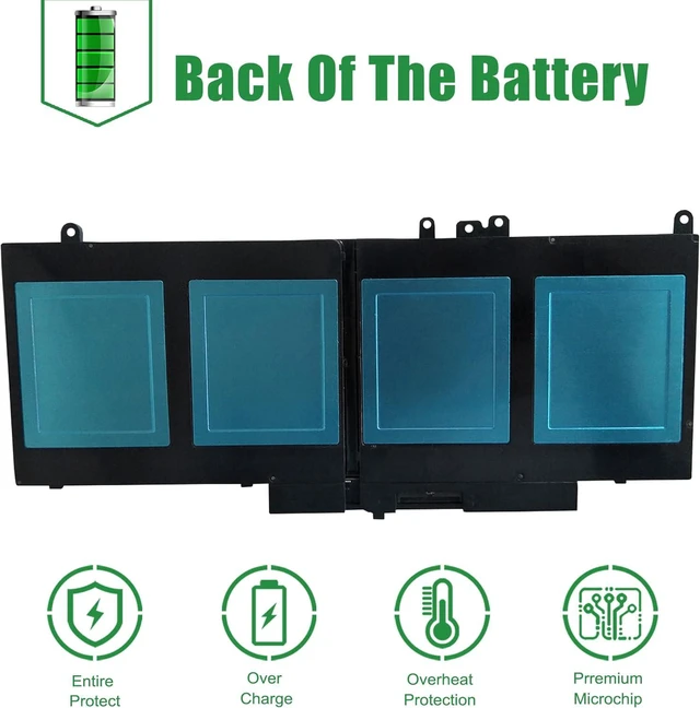 Alt view image 7 of 7 - JIAZIJIA 6MT4T Laptop Battery Replacement for Dell Latitude 5470 5570 E5470 E5570 Precision 3510 M3510 Series Notebook 7V69Y HK6DV 0HK6DV 79VRK 079VRK TXF9M 0TXF9M 7.6V 62Wh 8180mAh 4-Cell