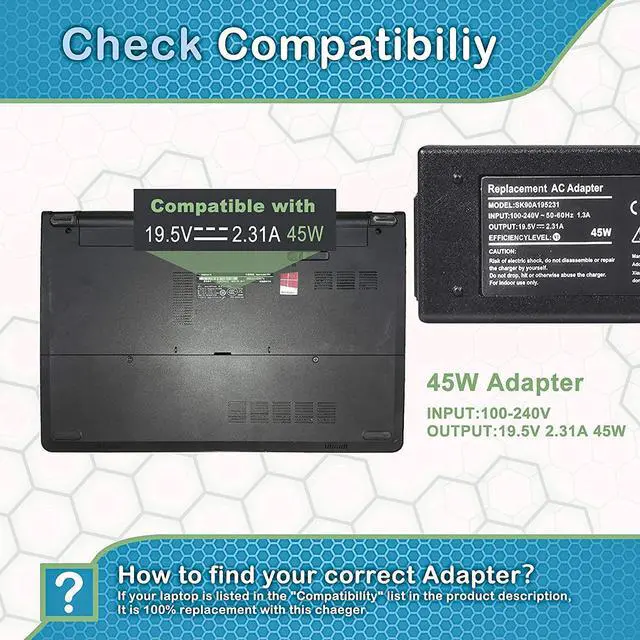 Alt view image 3 of 7 - 19.5V 2.31A 45W UL Listed HP Smart Blue Tip AC Adapter for HP Pavilion x360 x2 11 13 15 M1 Touch Smart HP Spectre 15 x360 13 Ultrabook X2; HP EliteBook Folio 1040 G1; HP Stream x360 11 13 14
