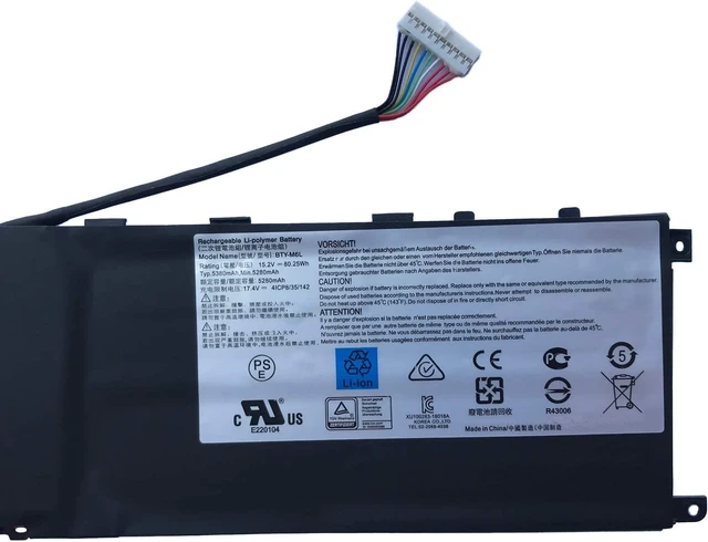 Alt view image 2 of 3 - OUWEE BTY-M6L Laptop Battery Compatible with MSI GS65 GS75 Stealth Thin 8SE 8SF 8SG 9SD 9SE 9SF 9SG PS63 Modern 8RC 8SC P65 Creator 8RD 8RF 8SF 9SE P75 Creator 9SC 9SE Series MS-16Q2 15.2V 80.25Wh