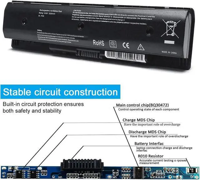 Alt view image 3 of 6 - P106 P109 710417-001 Laptop Battery for HP PI06 P106 710416-001 Envy Pavilion TouchSmart 14 15 17 Notebook HP Pavilion 17 17-e016dx 17-e037cl 17-e049wm 17-e079nr 17-e146us Laptop Notebook