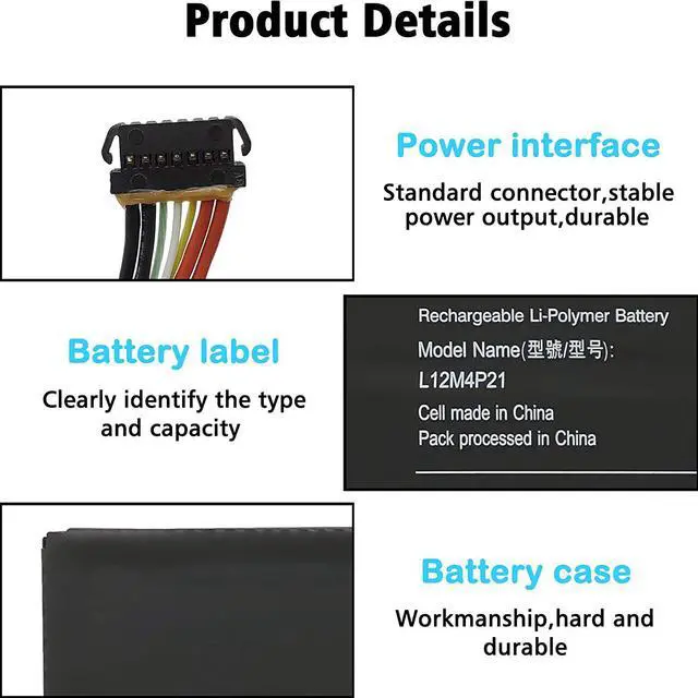 Alt view image 3 of 6 - L12M4P21 Laptop Replacement Battery for Lenovo Yoga 2 Pro 13 Series L13S4P21 121500156 21CP5/57/128-2 7.4V 54WH/7400MAH 8-Cell