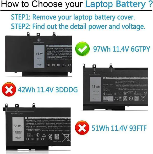 Alt view image 4 of 7 - 451-BBZG GJKNX Laptop Battery for Dell Latitude 5590 5480 5580 5280 5490 5491 5591 E5480 E5580 E5490 E5590 E5491 E5591, Precision 15 3520 3530 M3520 M3530,GD1JP 5YHR4 DY9NT FPT1C KCM82 0GJKNX 0GD1JP