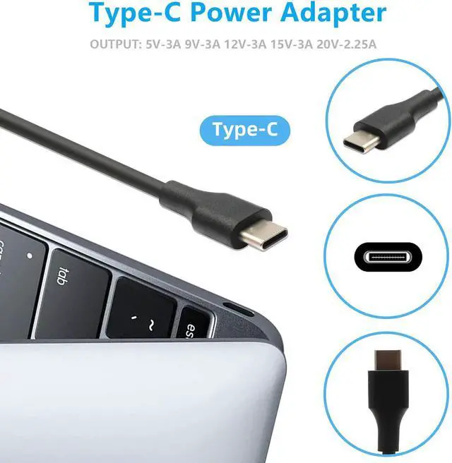 Alt view image 3 of 7 - 45W Type C AC Adapter Laptop Charger Compatible for HP Chromebook X360 14-CA000 11-AE000 14-ca061dx 14-ca051wm; HP Chromebook 14 13 14A 11 11A G6 G7 G8 EE; HP Spectre X2 X360 13-ac023dx 13-ac033dx