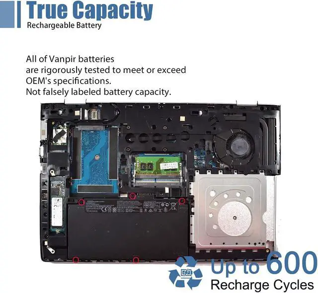 Alt view image 4 of 7 - Vanpir CD03XL 931702-541 Battery for HP ProBook 640 645 650 G4 G5 Notebook battery HSTNN-UB7K HSTNN-LB8F HSTNN-IB8B 931702-421 CDO3XL 931702-171 931719-850 HSN-114C HSN-115C battery 11.4V 48Wh 4212mAh