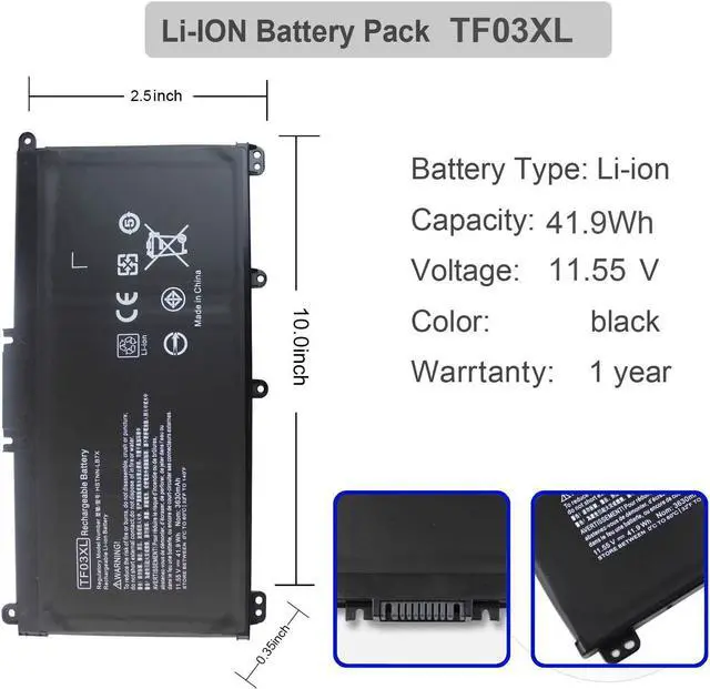 Alt view image 2 of 7 - TF03XL TF03041XL 920046-421 920070-855 920046-121 Battery Compatible with HP Pavilion 14-BF 15-CC 15-CD 15-cc154cl 15-cc060wm 15-cc152od 15-cc055od 15-cd040wm 17-AR007CA 17-AR050WM HSTNN-IB7Y