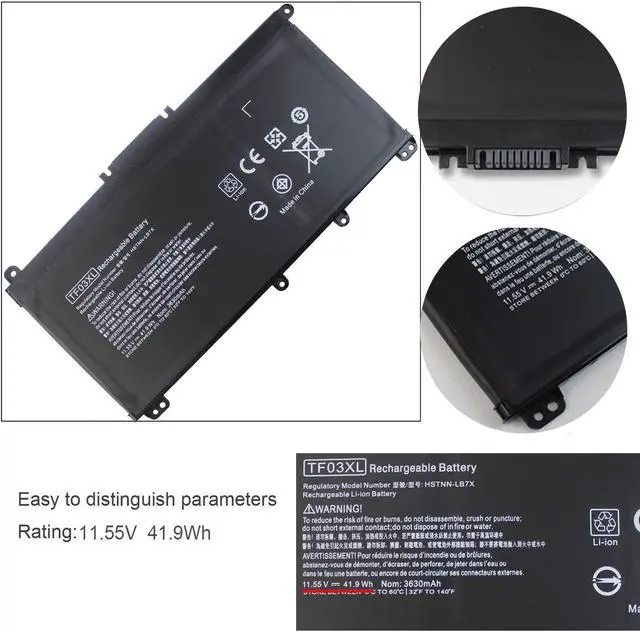 Alt view image 3 of 7 - TF03XL TF03041XL 920046-421 920070-855 920046-121 Battery Compatible with HP Pavilion 14-BF 15-CC 15-CD 15-cc154cl 15-cc060wm 15-cc152od 15-cc055od 15-cd040wm 17-AR007CA 17-AR050WM HSTNN-IB7Y