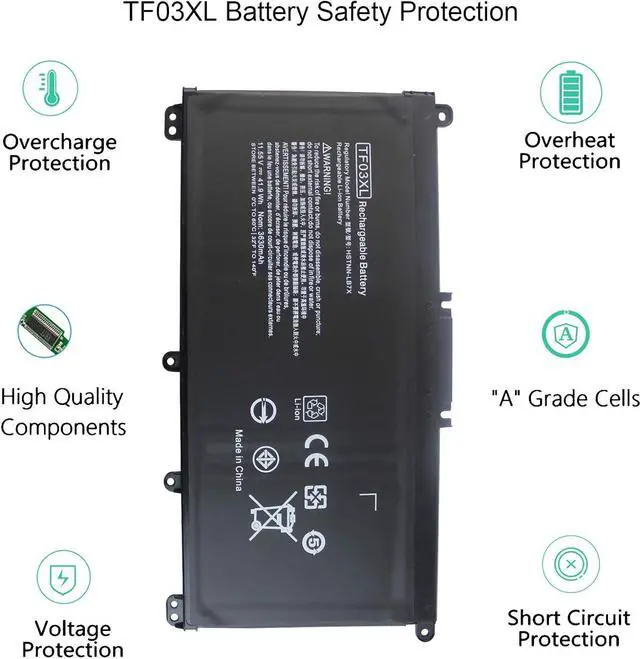 Alt view image 5 of 7 - TF03XL TF03041XL 920046-421 920070-855 920046-121 Battery Compatible with HP Pavilion 14-BF 15-CC 15-CD 15-cc154cl 15-cc060wm 15-cc152od 15-cc055od 15-cd040wm 17-AR007CA 17-AR050WM HSTNN-IB7Y