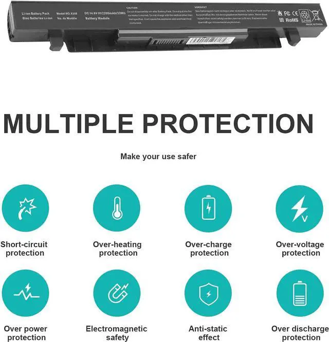 Alt view image 4 of 7 - Laptop Battery for ASUS A41-X550 A450 P550 F550 k550 R510 X450 X550V A450C X550C X550A X550B X550D Y481C Y581C R510C R510J X550L X550J R510L X550CA X552E K550L K550L F550V P550C X550EA X550VX F550C
