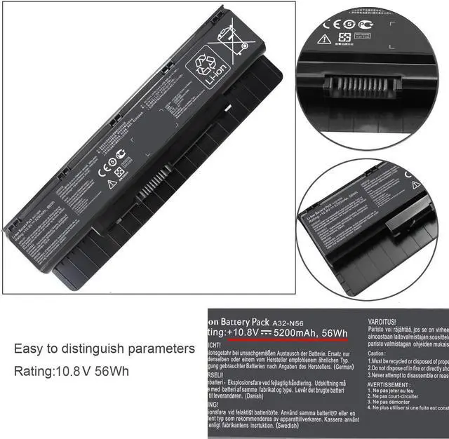 Alt view image 3 of 7 - A32-N56 Battery Compatible with ASUS N46 N46V N46VM N46VZ N56 N56D N56V N56J N56JK N56JN N56JR N56VB N56VJ N56VM N56VZ N56DP N76V N76VJ N76VM N76VZ A31-N56 A32-N46 A33-N56