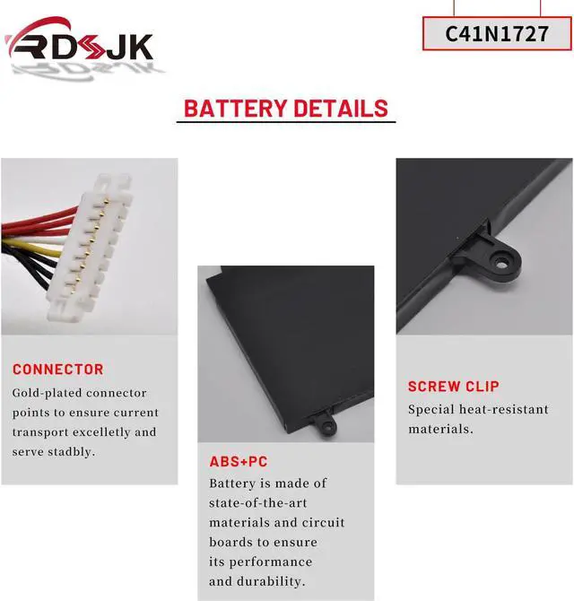 Alt view image 5 of 7 - C41N1727 Laptop Battery for Asus ROG Zephyrus M GM501 GM501G GM501GM GM501GS GU501 GU501GM Series 0B200-02900000 0B200-02900000M 15.4V 55Wh