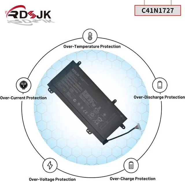 Alt view image 6 of 7 - C41N1727 Laptop Battery for Asus ROG Zephyrus M GM501 GM501G GM501GM GM501GS GU501 GU501GM Series 0B200-02900000 0B200-02900000M 15.4V 55Wh