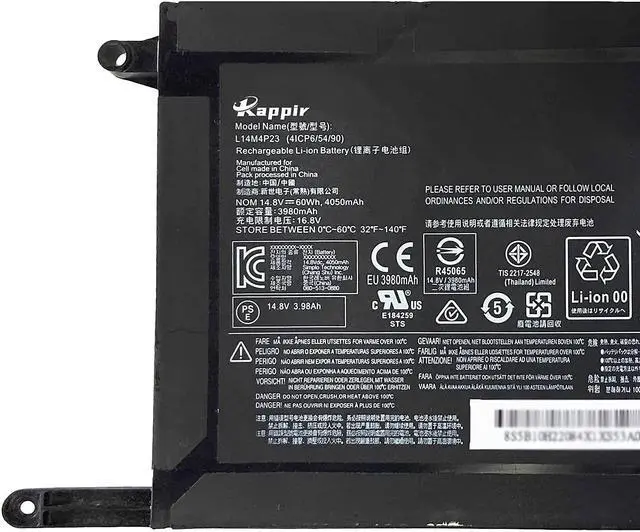 Alt view image 2 of 6 - BOWEIRUI L14M4P23 L14S4P22 Laptop Battery Replacement for Lenovo IdeaPAd Y700 Y700-15ISK Y700-17ISK Y701 Y700-4ISK Y700-15ACZ Series Notebook L14L4P23 5B10H22084 5B10H22085 5B10H22086 (14.8V 60Wh)