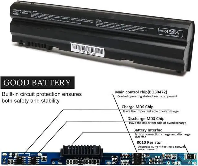 Alt view image 5 of 7 - SOLICE 65W 8858X T54F3 M5Y0X Laptop Battery Compatible with dell Latitude E5420 E5520 E5430 E5530 E6520 E6420 E6530 Inspiron 4420 5420 7420 7520 5425 M421R M521R N4420 N4720 N5420 11.1V Battery