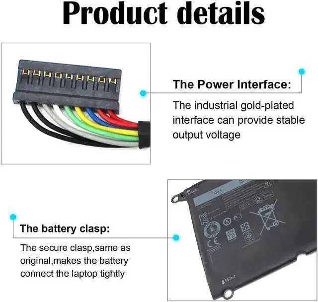 Alt view image 3 of 7 - PW23Y Laptop Battery Compatible with Dell XPS 13 9360 P54G002 13-9360-D1505G 13-9360-D1605G 13-9360-D1605T 13-9360-D1609 13-9360-D1609G 13-9360-D1705G XPS 13 2017 Series TP1GT RNP72 0RNP72 0TP1GT