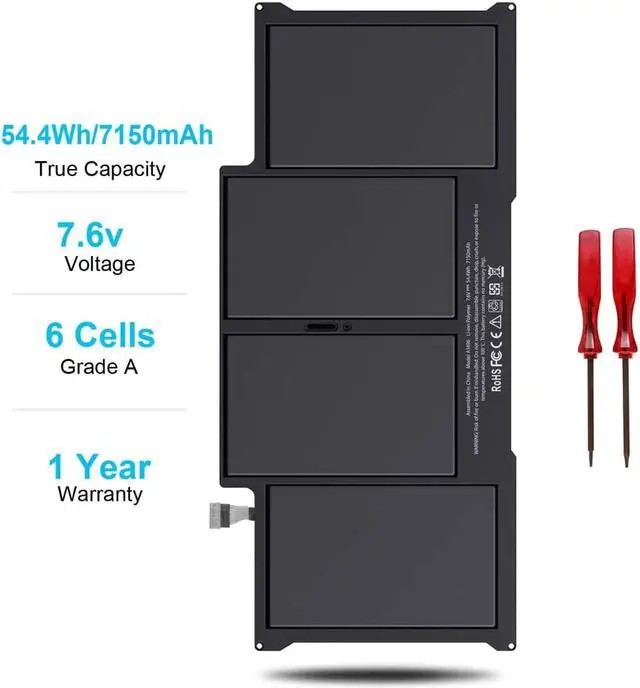Alt view image 5 of 7 - A1377 A1405 A1496 Laptop Battery Compatible with MacBook Air 13 inch A1466 (Early 2015, Early 2014, Mid 2013, Mid 2012, Mid 2011, 2017) A1369 (Mid 2011, Late 2010) MJVE2LL/A MJVG2LL/A MC504 54.4Wh