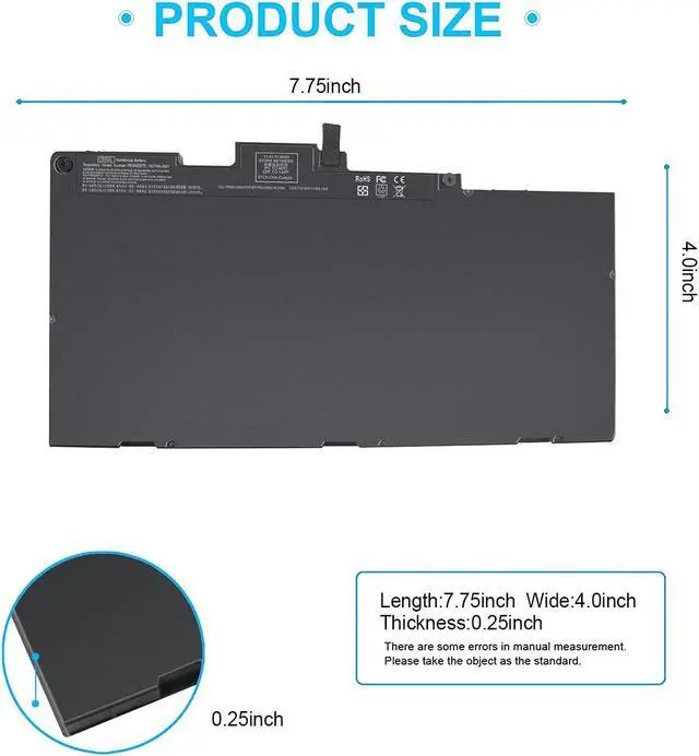 Alt view image 2 of 5 - 48WH CS03XL 11.4V Battery for HP EliteBook 840 850 755 745 G3 G4 ZBook 15U G3 G4 Series 800513-001 800231-1C1 800513-001 CS03 CS03046XL HSTNN-IB6Y HSTNN-UB6S