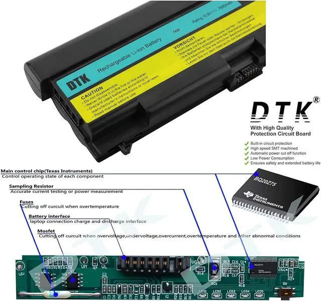 Alt view image 2 of 5 - DTK 0A36303 Laptop Battery Replacement for Lenovo IBM Thinkpad Apply to W530 W530i L430 L530 T430 T430i T530 T530i Notebook (Extended 9 Cells 7800mah) OA36303