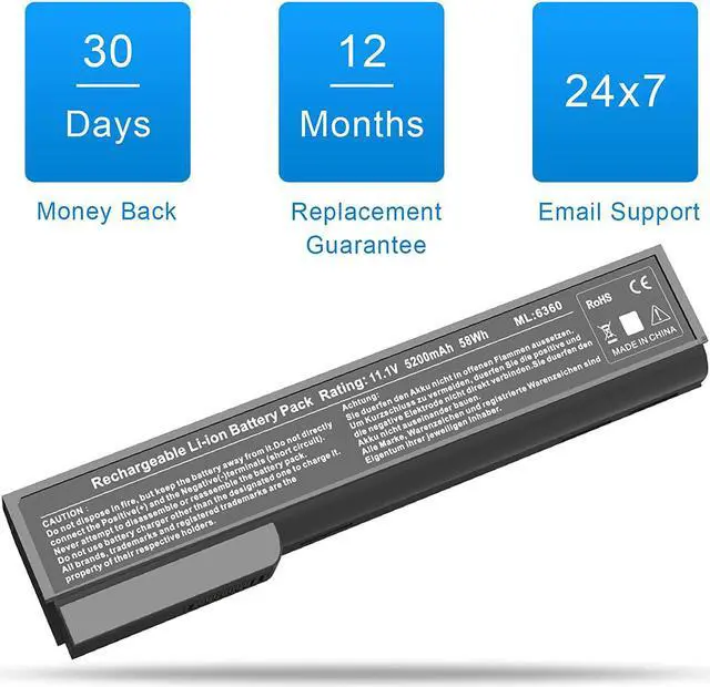 Alt view image 7 of 7 - OMCreate 628666-001 628668-001 Battery Compatible with HP EliteBook 8460P 8470P 8560P 8570P; HP ProBook 6470B 6570B 6460B 6560B 6360B,fits P/N CC06 CC06XL QK642AA [5200mAh,11.1V,6-Cell]