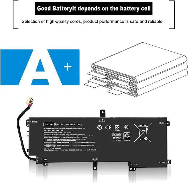 Alt view image 7 of 7 - VS03XL Laptop Battery for HP Envy 15-AS 15T-AS000 15T-AS100 15-AS000 15-AS133CL AS020NR AS068NR AS027CL AS182CL AS043CL AS014W AS091MS AS028TU 849313-850 849047-541 3ICP7/61/80 HSTNN-UB6Y TPN-I125