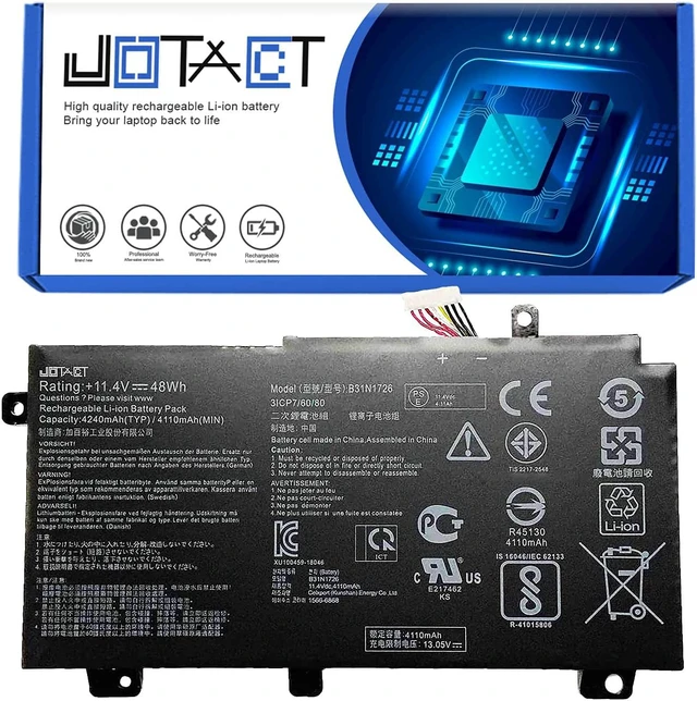 Main image of JOTACT B31N1726(11.4V 48Wh/4240mAh) Laptop Battery Compatible with asus FX80 FX86 TUF Gaming FX504 FX504GE FX504GM FX505 FX505DT FX505DY FX505GE FX505GD Series Notebook B31BnEH B31Bn91 A41LK9H