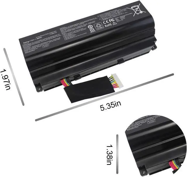 Alt view image 3 of 7 - A42N1403 Battery for ASUS ROG G751JL 17.3" G751 G751JY G751JT G751JM GFX71JY G751JL-WH71 G751JL-DS71 G751JL-BSI7T28 G751J-DH71 G751JT-TH71 G751JT-DH72 G751JT-DB73 G751JT-CH71 G751JT-T7166H G751JY-WH71
