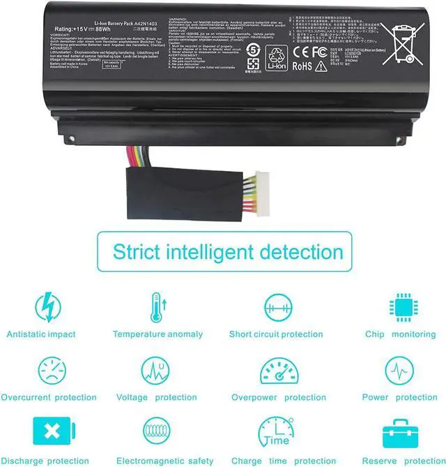 Alt view image 5 of 7 - A42N1403 Battery for ASUS ROG G751JL 17.3" G751 G751JY G751JT G751JM GFX71JY G751JL-WH71 G751JL-DS71 G751JL-BSI7T28 G751J-DH71 G751JT-TH71 G751JT-DH72 G751JT-DB73 G751JT-CH71 G751JT-T7166H G751JY-WH71